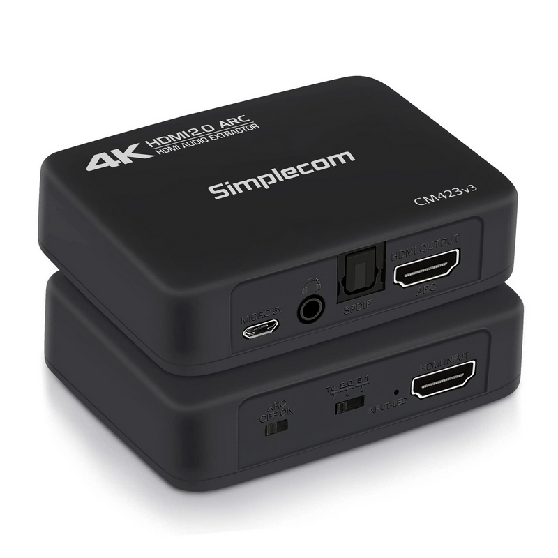 Simplecom CM423v3 HDMI 2.0 Audio Extractor Optical SPDIF + 3.5mm Stereo with ARC 4K@60Hz