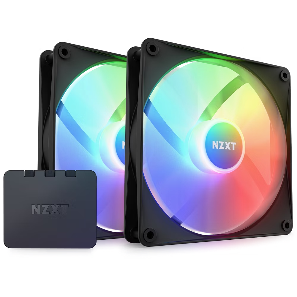 NZXT RF-C14DF-B1 F140RGB Core - 140mm Hub-mounted RGB Fan - Twin Pack (Black) w/RGB Controller