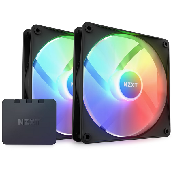 NZXT RF-C14DF-B1 F140RGB Core - 140mm Hub-mounted RGB Fan - Twin Pack (Black) w/RGB Controller