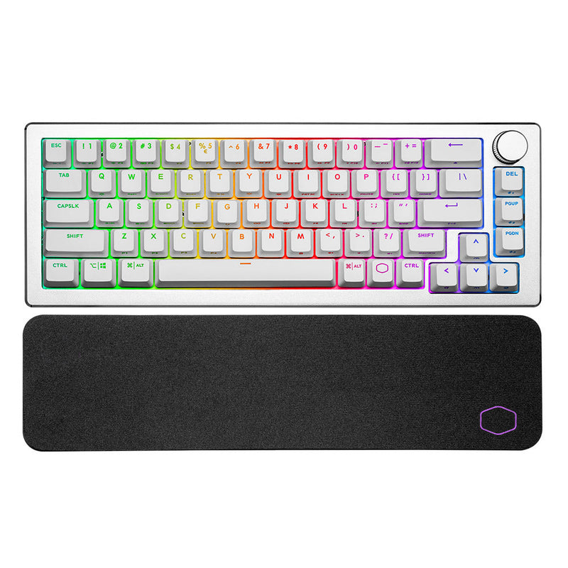 CoolerMaster CK-721-SKTR1-US CK721 65% RGB Wireless Mechanical Gaming Keyboard. Silver White, TTC Red Switch