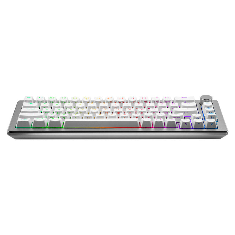 CoolerMaster CK-721-SKTR1-US CK721 65% RGB Wireless Mechanical Gaming Keyboard. Silver White, TTC Red Switch